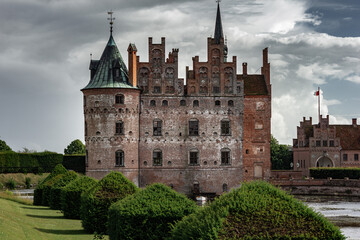 Fototapeta premium Castle estate during summer day in Egeskov Slot, Denmark