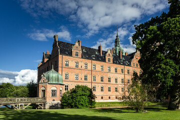 Fototapeta na wymiar Castle Estate in summer during clear day in Valoe Slot, Denmark