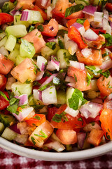 A bowl of Israeli Salad, sometimes called 