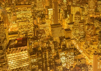 View of New York Manhattan during sunset hours
