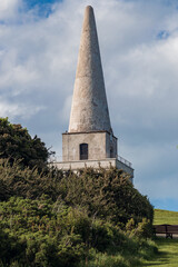 The view of the Killiney Hill Obelisk in Dublin, Ireland.