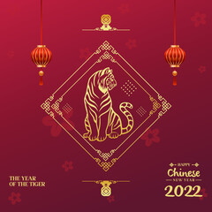 Chinese New Year Simple Design Year Of Tiger for your post social media, cover, card invitation elegant but simple