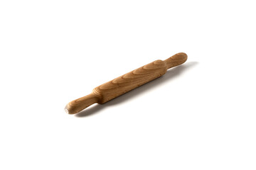 Wooden rolling pin, isolated on white background