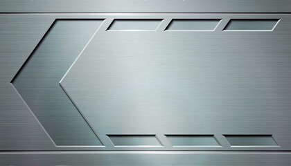 Metal plate with stamped arrow and place for text.