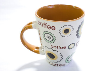 Coffee cup with brown handle