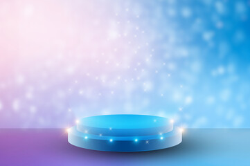 Stage or podium blue pink Searchlighted podium for presentation and award ceremony