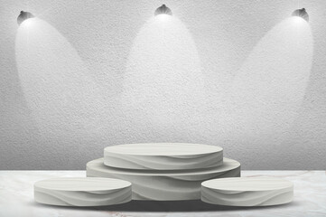 Stage or podium mortar There is a spotlight that shines Searchlighted podium for presentation and award ceremony