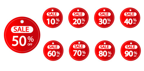 Sale 50% Off Red Label. Vector