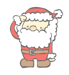 敬礼をするサンタのかわいいデフォルメイラスト