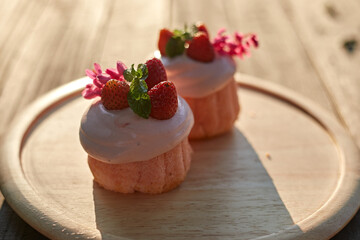 fruit cake with stawberry.