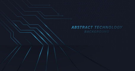 Fototapeta na wymiar Abstract blue circuit lines Futuristic technology digital hi tech background. Display mockup banner