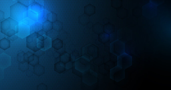 Abstract dark blue geometric background. Futuristic technology digital hi tech concept background © pickup