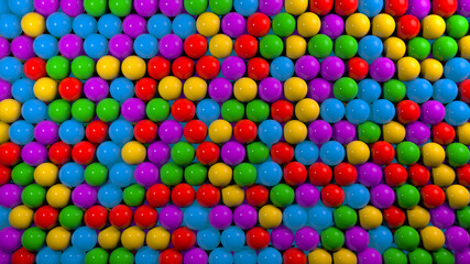 Colorful glossy balls. Kids plastic shiny toys