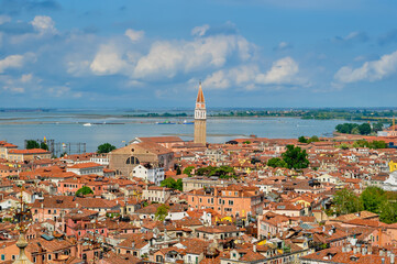 Venice cityscape from St Mark's Campanile top, Italy