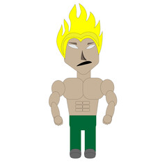 illustration of a cartoons character a young guy with him accessories