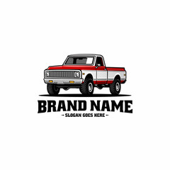 old truck, american retro truck illustration logo vector