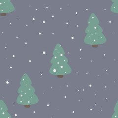 christmas tree with snow, pattern with trees