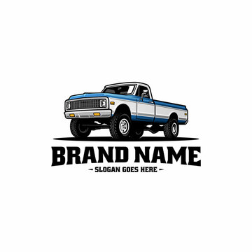 Old Truck, American Retro Truck Illustration Logo Vector