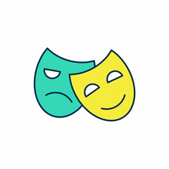 Filled outline Comedy and tragedy theatrical masks icon isolated on white background. Vector