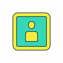 Filled outline Play Video icon isolated on white background. Film strip sign. Vector