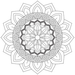 Leaf Flower Petal Coloring Mandala Art Simple Graphic Shape Vector Floral Oriental Outline Vintage Decorative Elements Pattern Illustration Islam Arabic Indian Turkish Mystic Religion Morals Lotus
