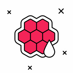 Fototapeta premium Filled outline Honeycomb icon isolated on white background. Honey cells symbol. Sweet natural food. Vector