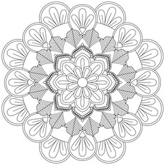 Leaf Flower Petal Coloring Mandala Art Simple Graphic Shape Vector Floral Oriental Outline Vintage Decorative Elements Pattern Illustration Islam Arabic Indian Turkish Mystic Religion Morals Lotus