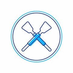 Filled outline Crossed oars or paddles boat icon isolated on white background. Vector