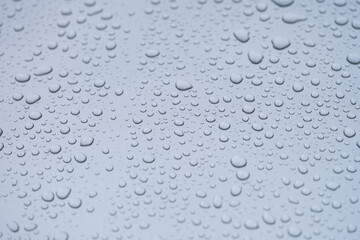 Condensation drops on a gray background, rain