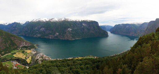 Fototapeta na wymiar view of the Aurlandsfjord, a branch off of the Sognefjord, Norway