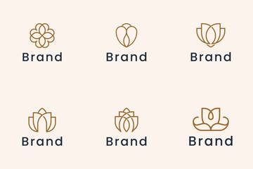 set of line minimalist flower logo design.
