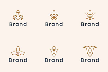 set of line minimalist flower logo design.
