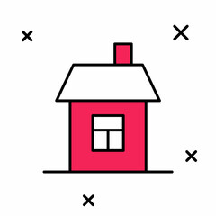Filled outline House icon isolated on white background. Home symbol. Vector