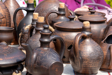 handmade clay ware. Pottery Craft Ceramic.clay  tableware.