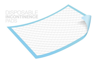 Incontinence pads Used to protect adult feces and dirt. at the patient's bed Disposable Incontinence Pads Isolated on White Background. Realistic EPS file © Vectorman2017