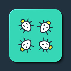 Naklejka premium Filled outline Colorado beetle icon isolated on blue background. Turquoise square button. Vector