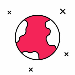 Filled outline Earth globe icon isolated on white background. World or Earth sign. Global internet symbol. Geometric shapes. Vector