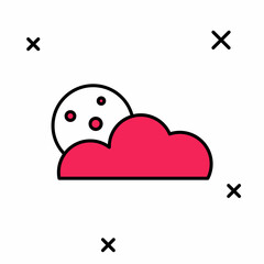 Filled outline Moon and stars icon isolated on white background. Cloudy night sign. Sleep dreams symbol. Full moon. Night or bed time sign. Vector