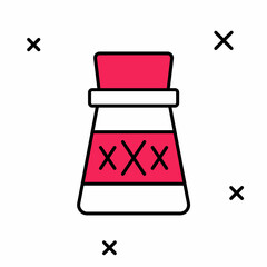 Filled outline Bottle with potion icon isolated on white background. Flask with magic potion. Happy Halloween party. Vector