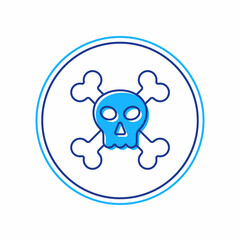 Filled outline Skull on crossbones icon isolated on white background. Happy Halloween party. Vector