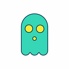Filled outline Ghost icon isolated on white background. Happy Halloween party. Vector