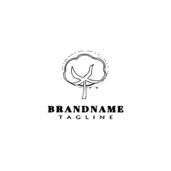 cotton flowers logo cartoon icon design template black isolated vector illustration