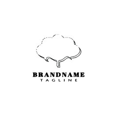 cotton flowers logo cartoon icon design template black isolated vector illustration
