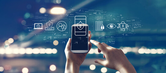 Data Privacy concept with person using a smartphone