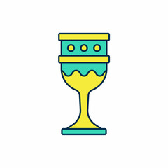 Filled outline Medieval goblet icon isolated on white background. Holy grail. Vector