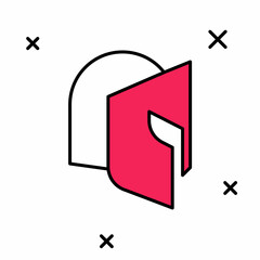 Filled outline Medieval iron helmet for head protection icon isolated on white background. Knight helmet. Vector