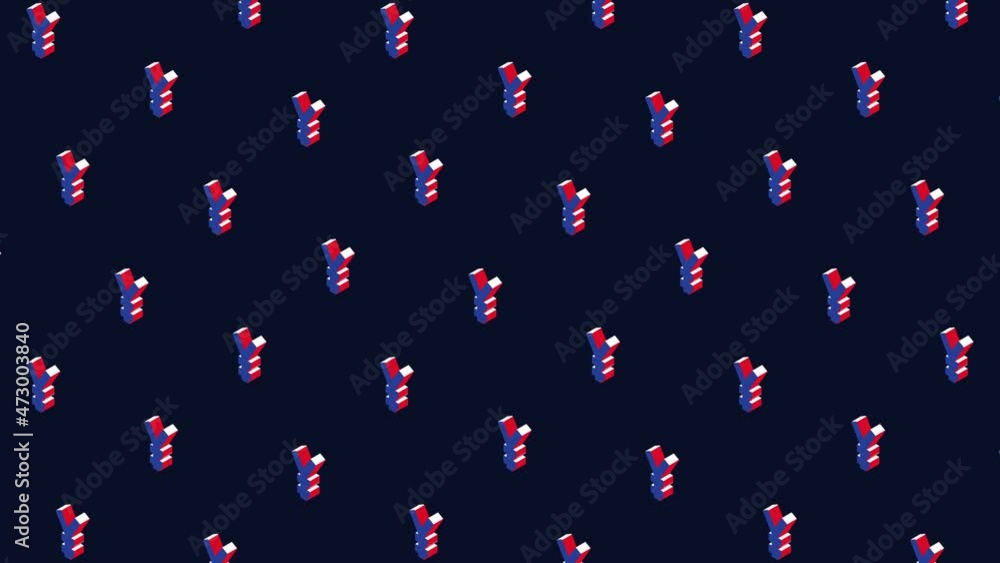 Aufkleber Japanese Yen isometric symbols animated pattern on a dark background. Seamless loop animation graphics