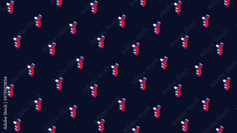 Aufkleber Japanese Yen isometric symbols animated pattern on a dark background. Seamless loop animation graphics