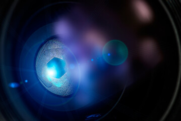 Camera lens with lense reflections.