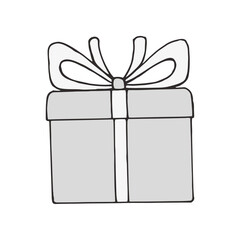 New year hand-drawn black and white present box element illustration